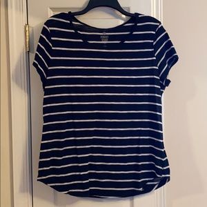 SO navy and white striped perfect scoop neck tee
